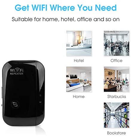 OranSee WiFi Range Extender, Wi-Fi Repeater Signal Booster Wireless (2.4GHz Band up to 300Mbps), Supports Repeater/Access Point Mode, Intelligent Signal Light, UK Plug-Black WP Smart Home