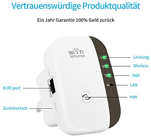 Fanlce WiFi repeater, WiFi amplifier 300Mbit/s 2.4GHz WiFi range extender, with LAN port/repeater/AP mode WiFi repeater is compatible with all WiFi devices, suitable for garden living room.（UK plug） WP Smart Home