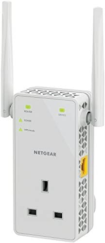 NETGEAR 11AC 1200 Mbps Dual Band Gigabit 802.11ac (300 Mbps + 900 Mbps) Wi-Fi Range Extender with External Antennas, UK Plug and Extra Power Outlet (Wi-Fi Booster) (EX6130-100UKS) WP Smart Home