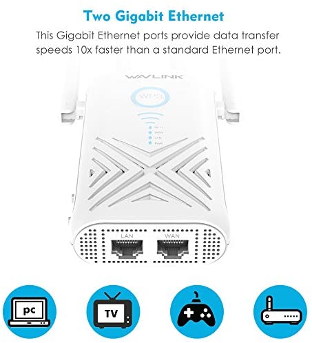 WAVLINK AC1200 WIFI Extender/Access Point/WIFI Booster, Gigabit Port Dual Band (867M 5G+ 300M 2.4G)/ Plug and Play, WPS, Work with Any Router WP Smart Home