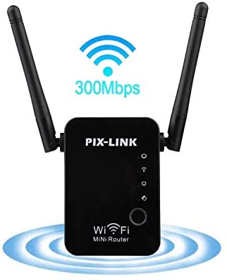 FOLME WiFi Extender, Wireless 2.4GHz 300Mbps Wi-Fi Range Extender Network Booster with Router/AP Mode, Signal Amplifier with High Gain Dual Antenna/2 Ethernet Ports (black) WP Smart Home