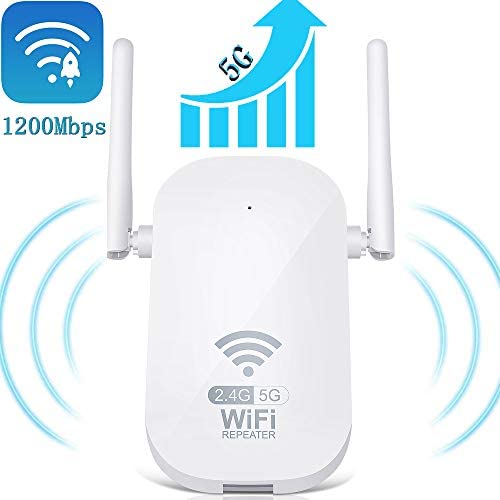 Getue WiFi Booster Range Extender WiFi Extender Booster Wireless WiFi Range Extender 1200Mbps 5G+2.4G Dual Band WiFi Booster with Ethernet Port,WiFi Signal Booster,Compatible with All Routers WP Smart Home