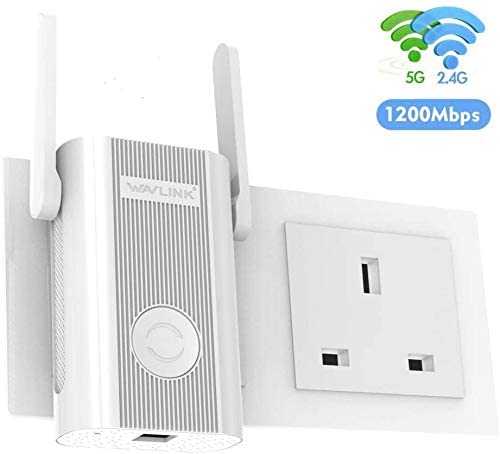 WAVLINK AC1200 Dual Band Wi-Fi Extender, Wireless Repeater Range Extender, 2 x 5DBi Antennas, Repeater/AP Mode,Plug and Play, WPS WP Smart Home