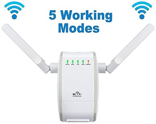 DHMXDC Wireless-N 300Mbps WiFi Range Extender Router/Repeater/AP/Wps Mini Dual External Antennas Wifi Booster Wireless Access Point with RJ45 Port (Wi-Fi Booster) WP Smart Home