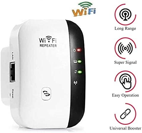 Super Boost WiFi, WiFi Range Extender | Up to 300Mbps |Repeater, WiFi Signal Booster, Access Point | Easy Set-Up | 2.4G Network with Integrated Antennas LAN Port & Compact Designed Internet Booster WP Smart Home