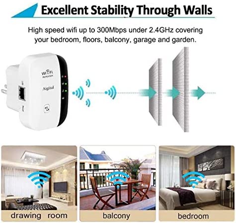 LONUO WiFi Range Extender, Wireless Signal Booster WiFi Receiver 2.4GHz 300Mbs, WiFi Booster/Hotspot Broadband/WiFi Extender Support AP/Repeater Mode, Easy Setup WP Smart Home