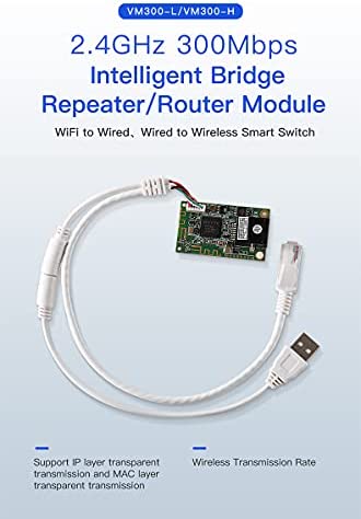 VONETS VM300-L Industrial 2.4GHz WiFi Module/Mini Router/Bridge/Repeater/Ethernet to WiFi Extender Signal Booster AP 300Mbps 2 RJ45 USB/DC Powered for DIY Network Devices WP Smart Home